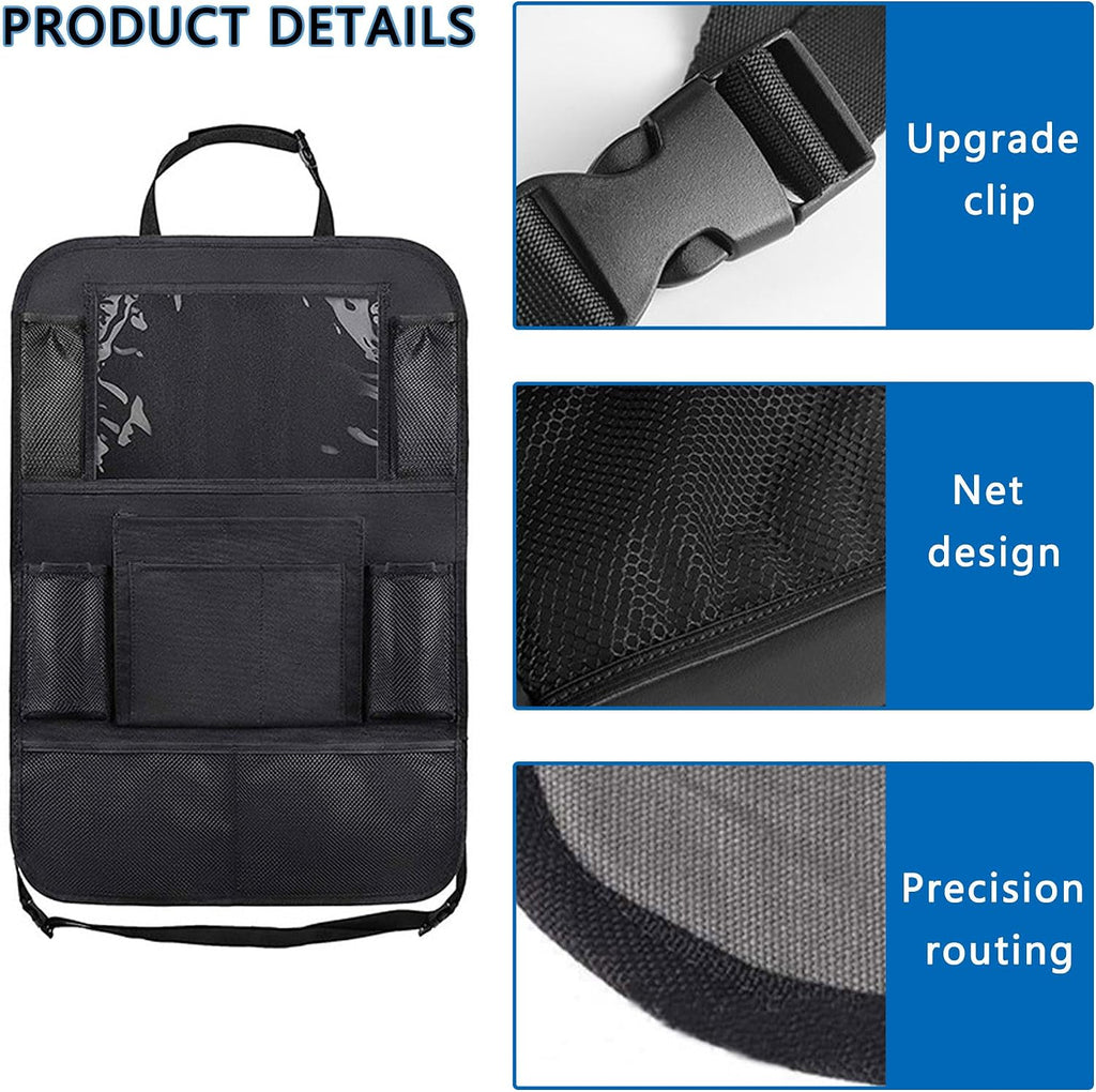 2PCS Car Seat Back Organizer,Extra Large Capacity Car Seat Organizer with 6 Mesh Pocket,2 Cup Holder & 4 Storage Bag,Road Trip Essentials for Kids & Adults