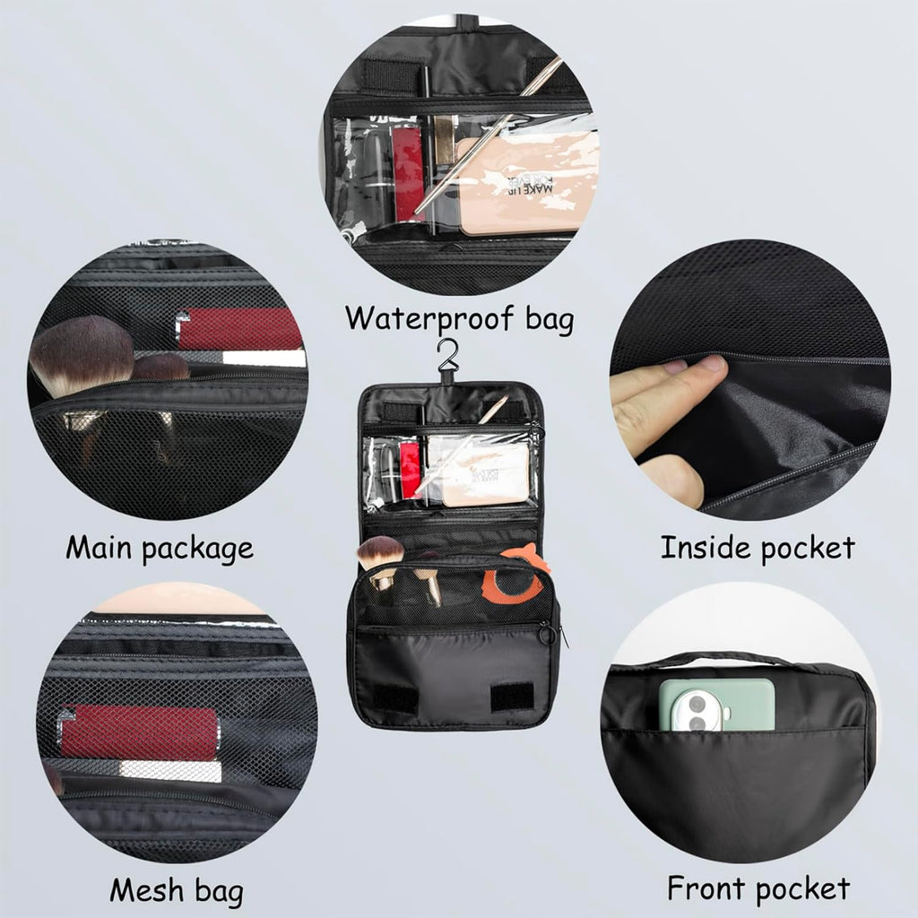 Hanging Toiletry Bag Travel Waterproof Makeup Organizer for Women Men(Pink)