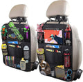 2PCS Car Seat Back Organizer,Extra Large Capacity Car Seat Organizer with 6 Mesh Pocket,2 Cup Holder & 4 Storage Bag,Road Trip Essentials for Kids & Adults