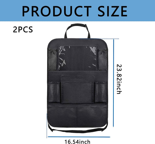 2PCS Car Seat Back Organizer,Extra Large Capacity Car Seat Organizer with 6 Mesh Pocket,2 Cup Holder & 4 Storage Bag,Road Trip Essentials for Kids & Adults